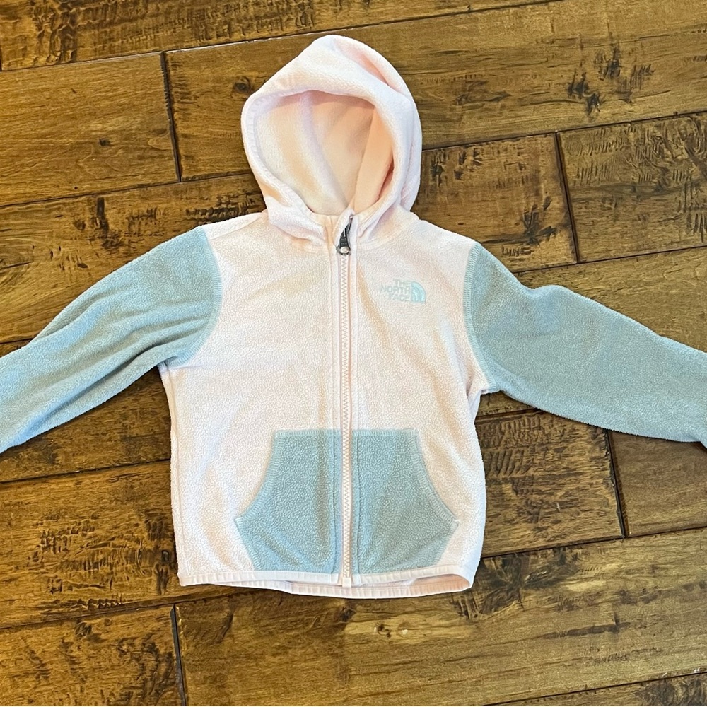The North Face infant Fleece Glacier Pink and gray zip jacket